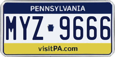 PA license plate MYZ9666