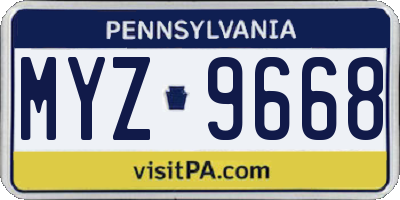 PA license plate MYZ9668
