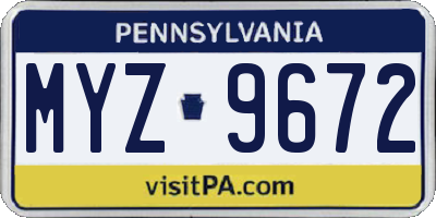 PA license plate MYZ9672
