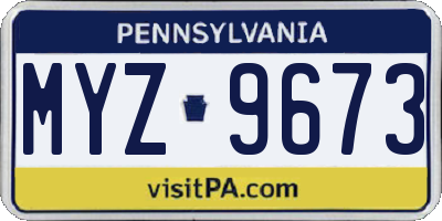 PA license plate MYZ9673