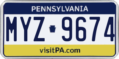 PA license plate MYZ9674