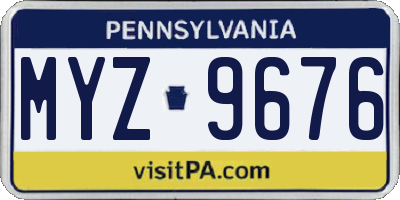 PA license plate MYZ9676