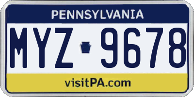 PA license plate MYZ9678