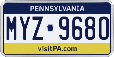 PA license plate MYZ9680