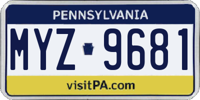 PA license plate MYZ9681