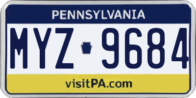 PA license plate MYZ9684