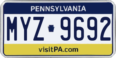 PA license plate MYZ9692