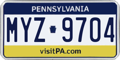 PA license plate MYZ9704
