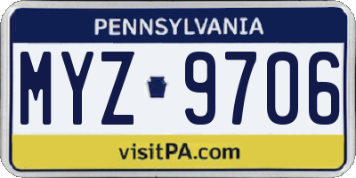 PA license plate MYZ9706