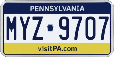 PA license plate MYZ9707