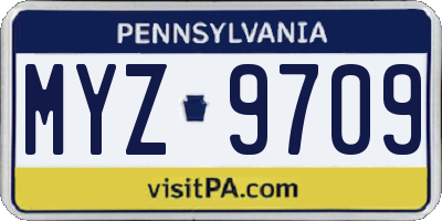 PA license plate MYZ9709