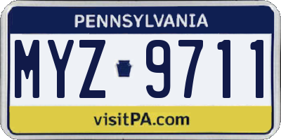 PA license plate MYZ9711