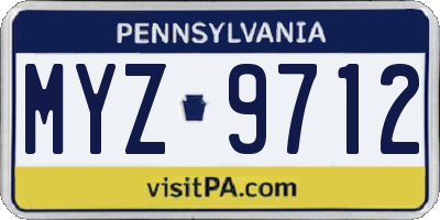 PA license plate MYZ9712