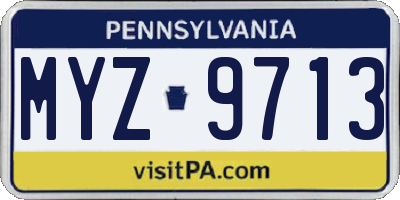 PA license plate MYZ9713