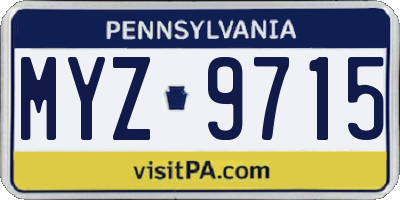 PA license plate MYZ9715