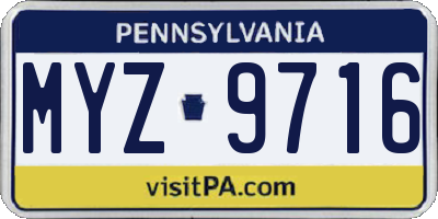 PA license plate MYZ9716