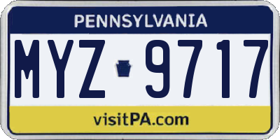 PA license plate MYZ9717
