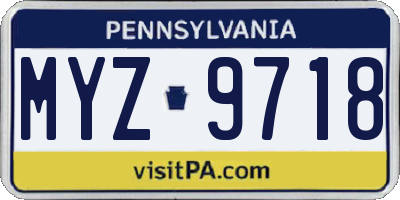 PA license plate MYZ9718