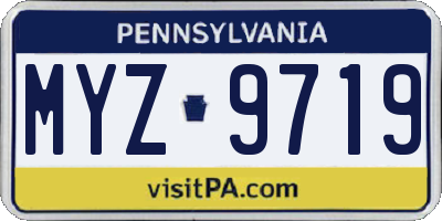 PA license plate MYZ9719