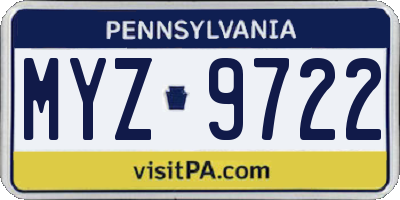 PA license plate MYZ9722