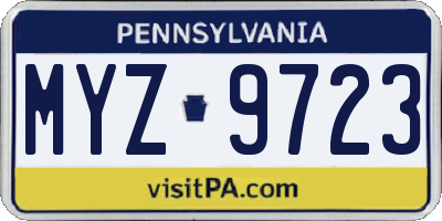 PA license plate MYZ9723
