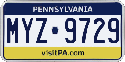 PA license plate MYZ9729