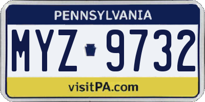 PA license plate MYZ9732