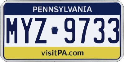 PA license plate MYZ9733