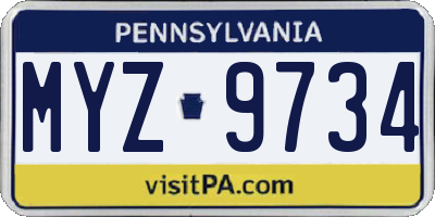 PA license plate MYZ9734