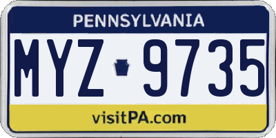 PA license plate MYZ9735