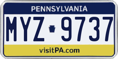 PA license plate MYZ9737