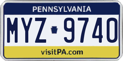 PA license plate MYZ9740