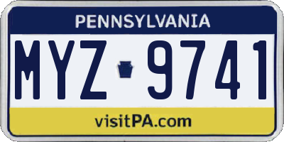PA license plate MYZ9741