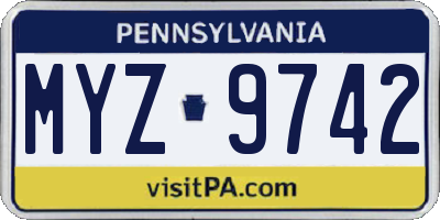 PA license plate MYZ9742
