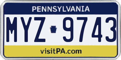 PA license plate MYZ9743