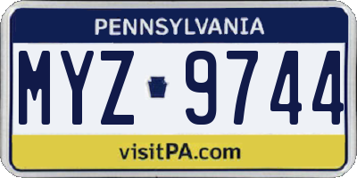 PA license plate MYZ9744