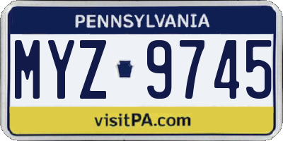 PA license plate MYZ9745