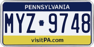 PA license plate MYZ9748