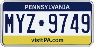 PA license plate MYZ9749