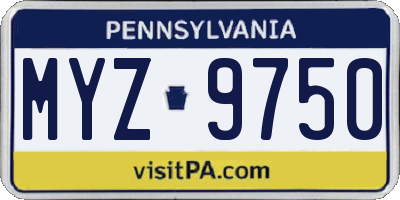 PA license plate MYZ9750