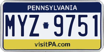 PA license plate MYZ9751