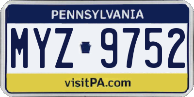 PA license plate MYZ9752