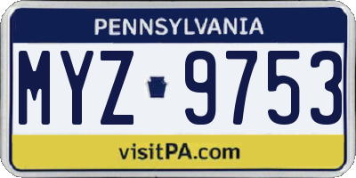 PA license plate MYZ9753