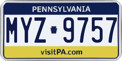 PA license plate MYZ9757