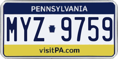 PA license plate MYZ9759
