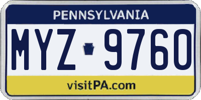 PA license plate MYZ9760