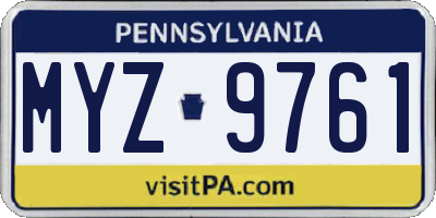 PA license plate MYZ9761
