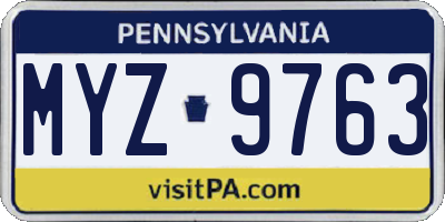 PA license plate MYZ9763
