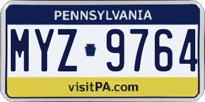 PA license plate MYZ9764