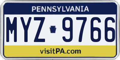 PA license plate MYZ9766